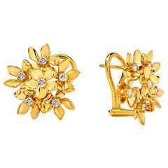 Syna Flower Bunch Earrings with Diamonds