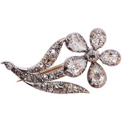 Georgian Diamond silver Pansy Brooch