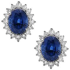 Charming Blue Sapphire Diamond gold Earrings 