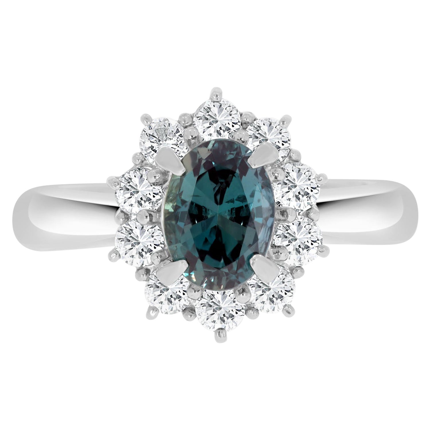 Gem Bleu 1.09ct Natural Alexandrite with 0.35 Carat Diamonds Set in