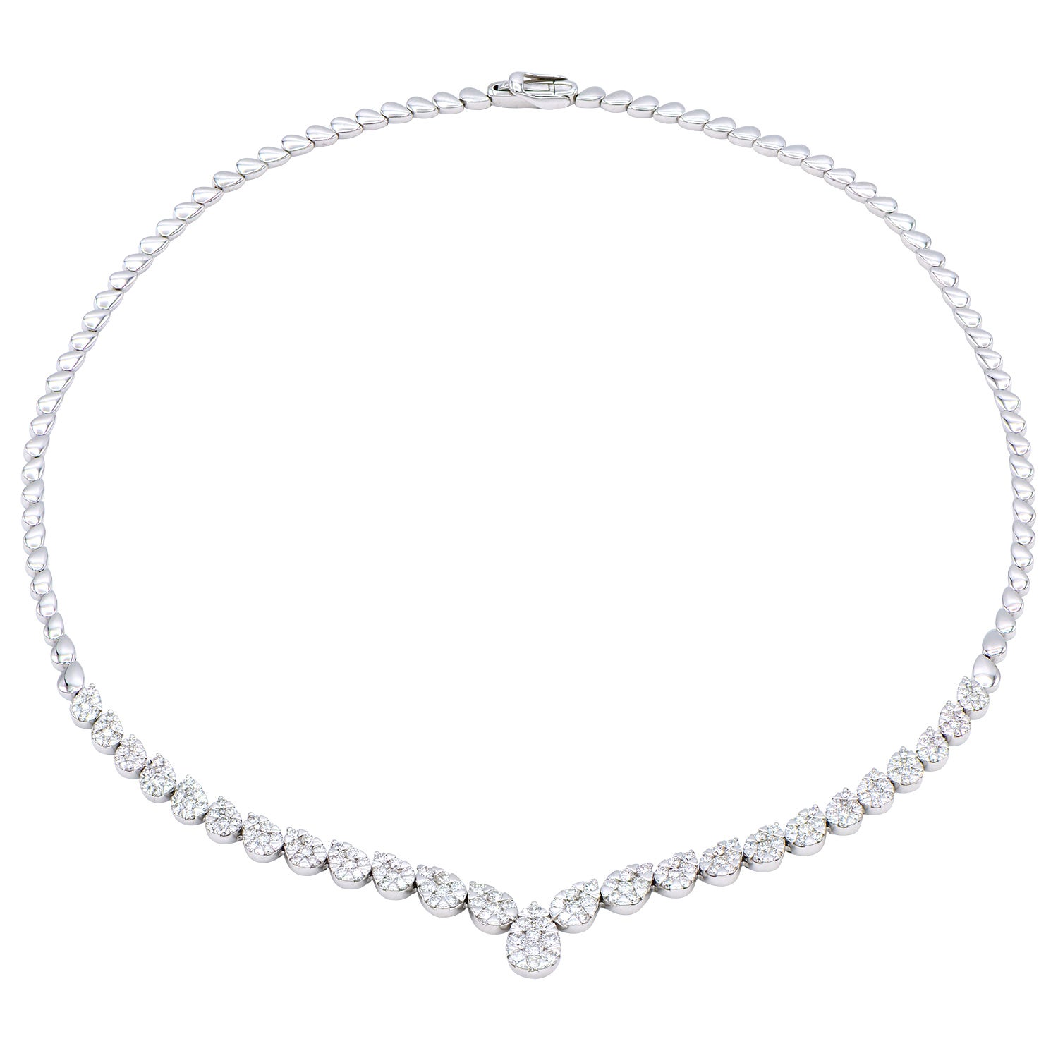 Magnificent Triple Strand Pear Shape Drop Diamond Necklace at 1stDibs