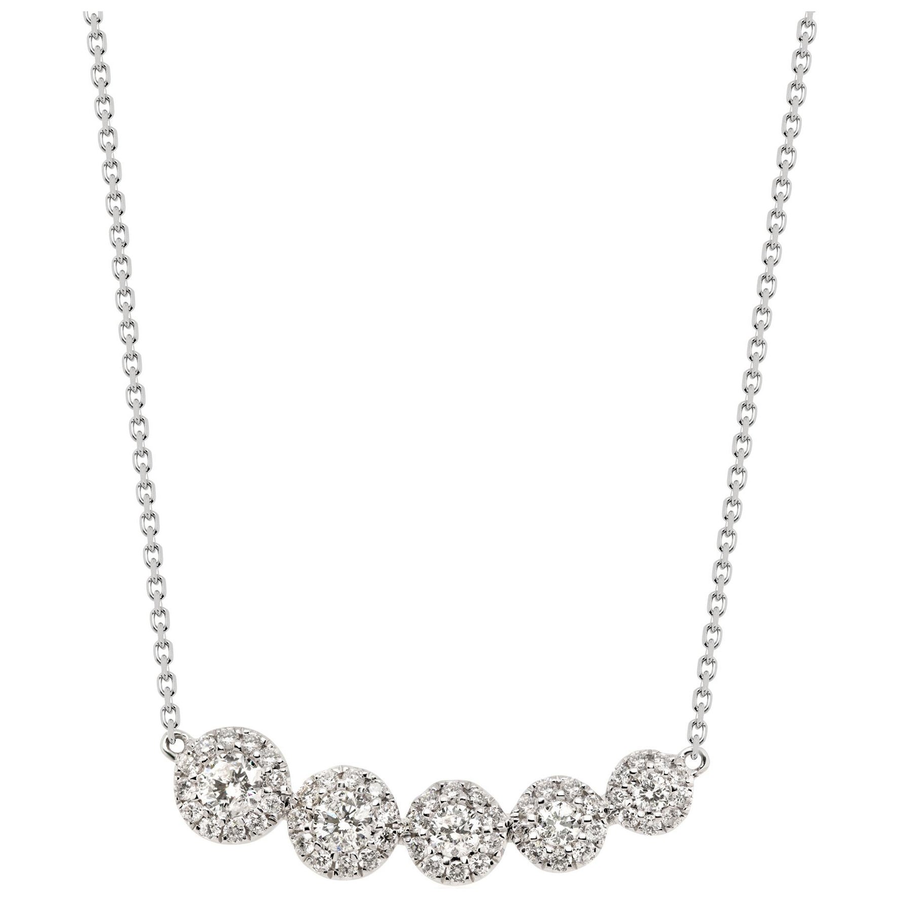 0.56 Carat White Diamond 14 Karat White Gold Necklace For Sale