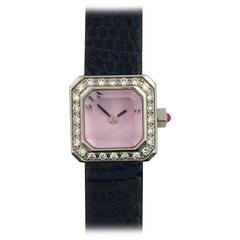 Corum Lady's Stainless Steel Diamond Pink Dial Sugar Cube Wristwatch 