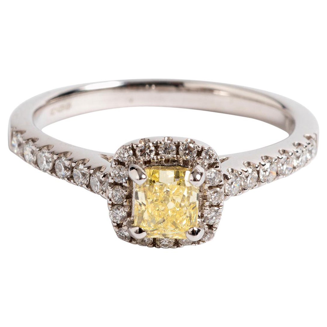 Natural Diamond '0.44 Carat', Halo Ring, with Certificate