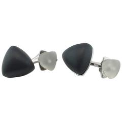 Jona Matte Onyx Rock Crystal Sterling Silver Cufflinks