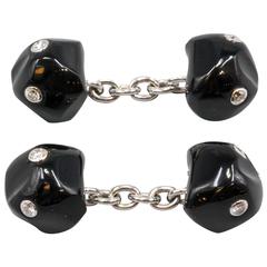 Trianon Onyx Diamond Gold Cufflinks