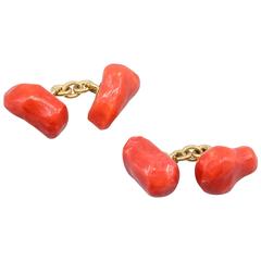 Trianon Coral Gold Cufflinks 5