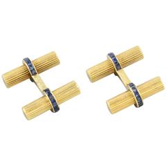 Van Cleef & Arpels Sapphire Gold Bar Cufflinks 3