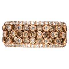 Bague en or rose 14 carats, diamant brun et diamant blanc de 1,07 carat