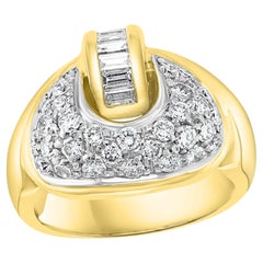 Bague cocktail en or jaune 18 carats avec diamants de 0,75 carat