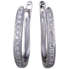 LB Exclusive 14 Karat White Gold .25 Carat VS1 G Color Diamond Small Oval Hoop