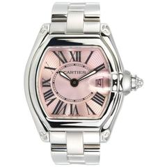 Cartier Lady's stainless Steel Pink Dial Roadster quartz wristwatch ref W62017