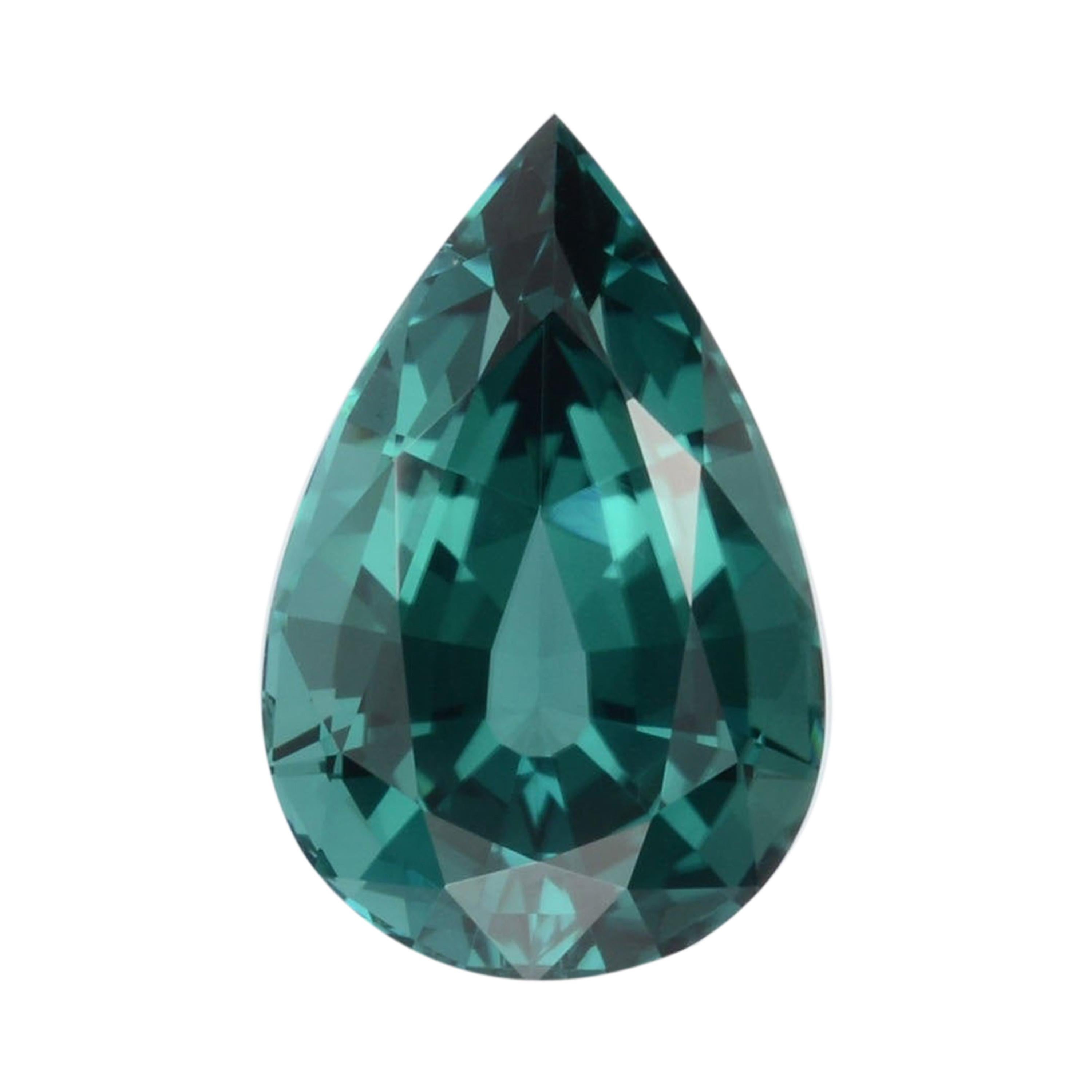 Blue Tourmaline Ring Gem 3.86 Carat Pear Shape Loose Gemstone