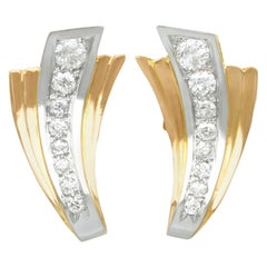Vintage French Art Deco 1940s 4.06 Carat Diamond and Yellow Gold Earrings