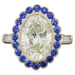 Stunning 3.37 Carat Oval Diamond Sapphire Gold Ring 4