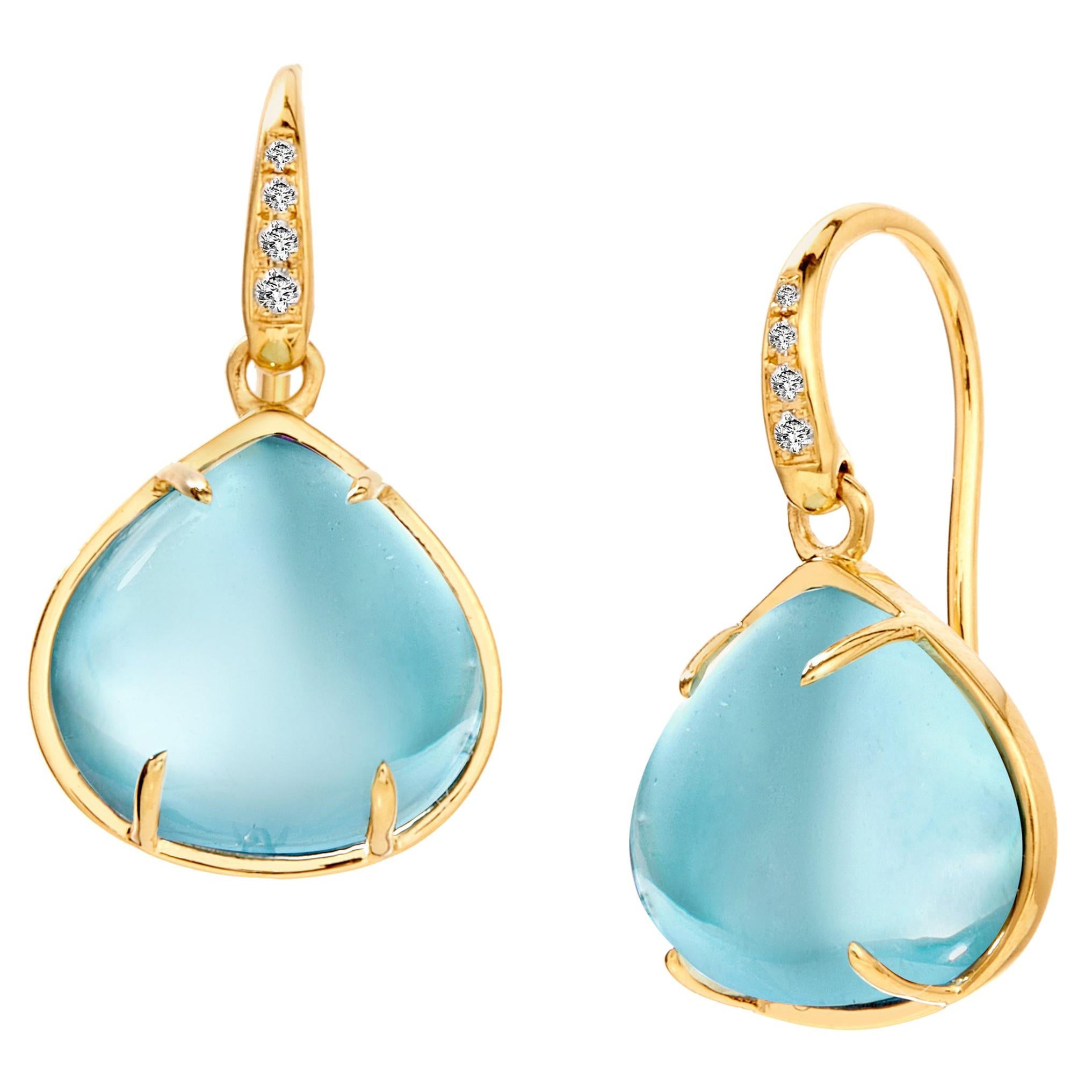Syna Blue Topaz Yellow Gold Earrings with Diamonds