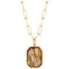 Pendentif Syna en or jaune et labradorite