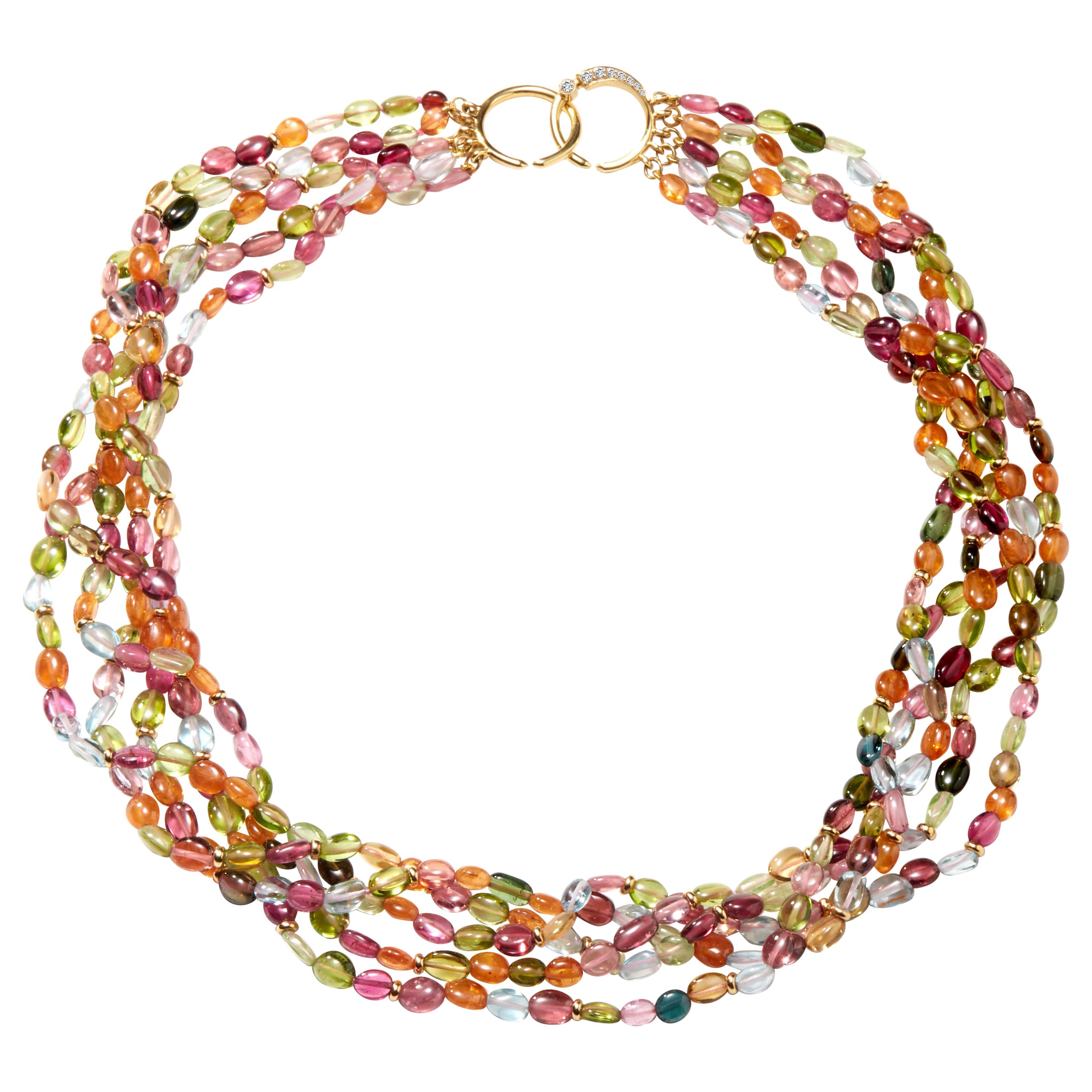 Syna Five-Strand Exotic Multi-Color Bead Necklace