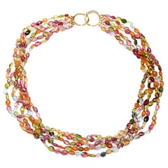 Syna Collier de perles exotiques multicolores à cinq brins