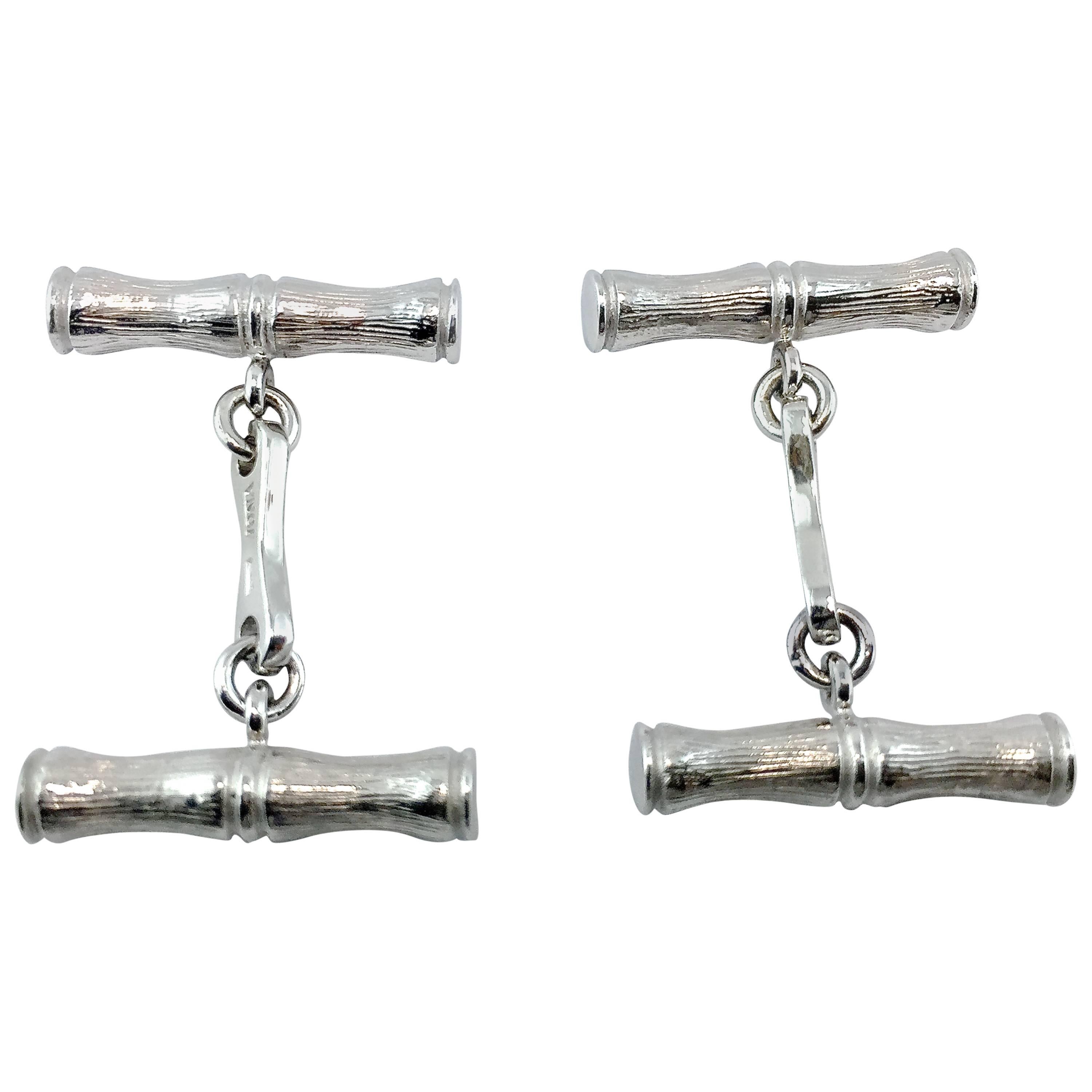 Jona Sterling Silver Bamboo Bar Cufflinks