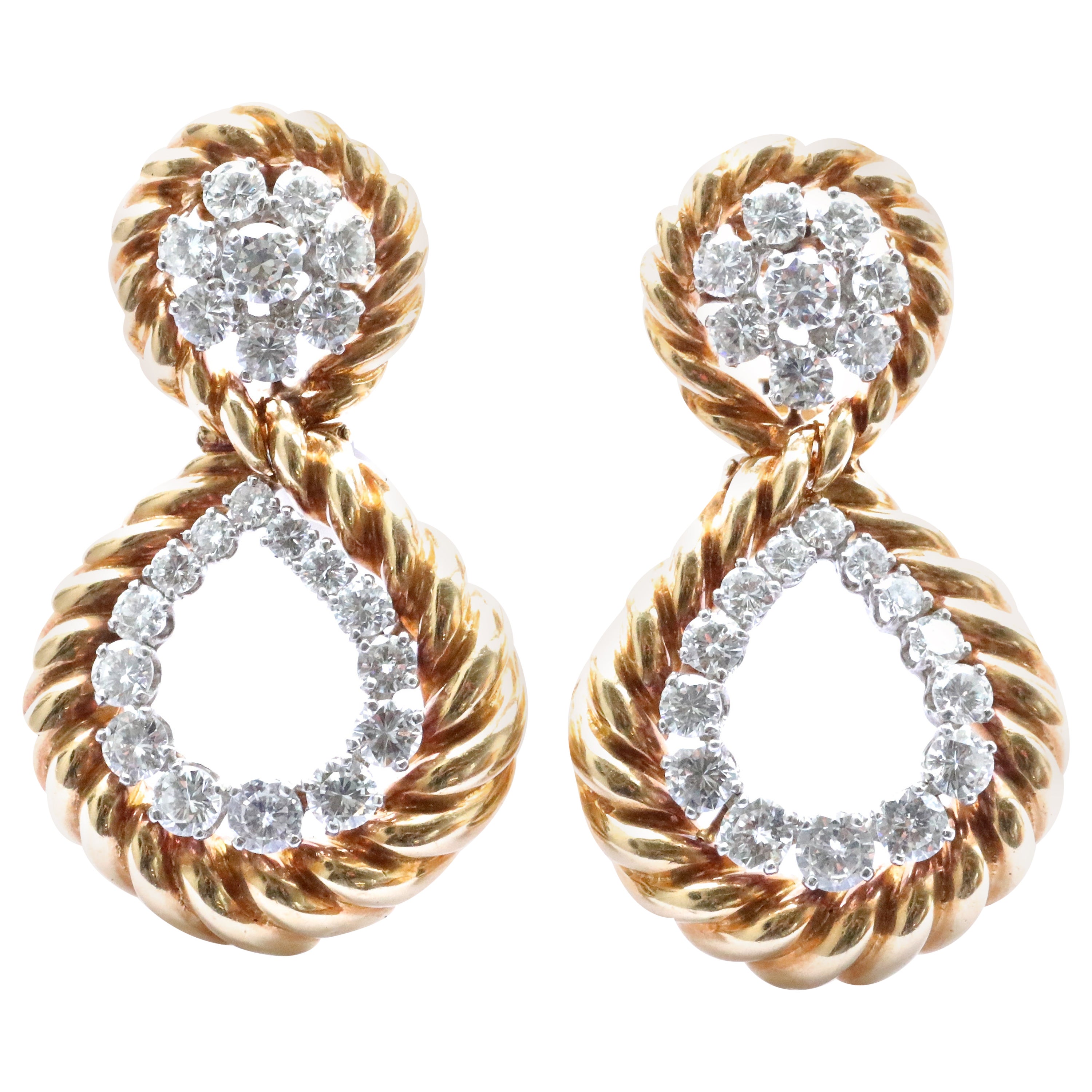 Vintage Van Cleef and Arpels Platinum, Gold and Diamond Ear-Clips For ...