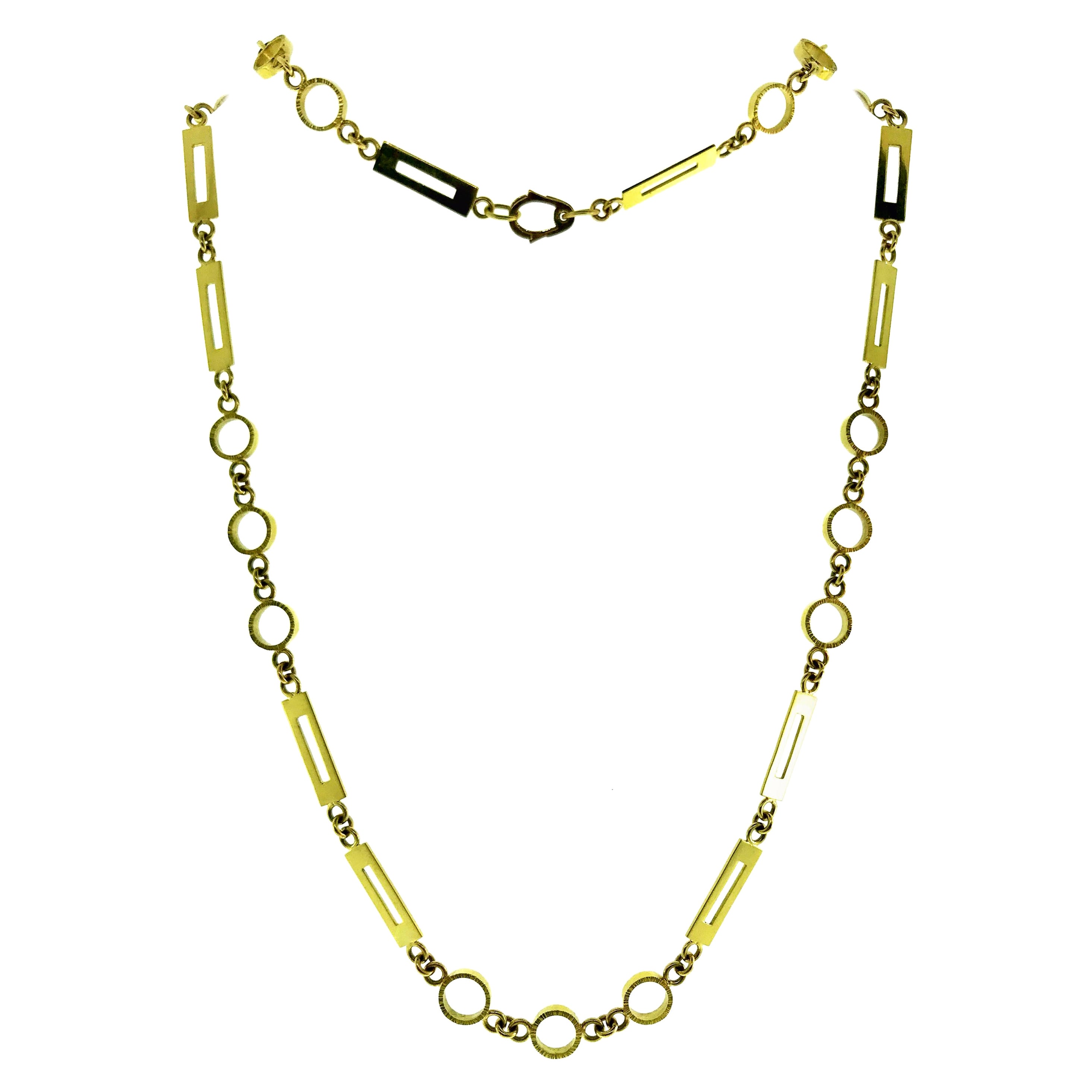 18k Yellow Gold Link Chain Necklace For Sale