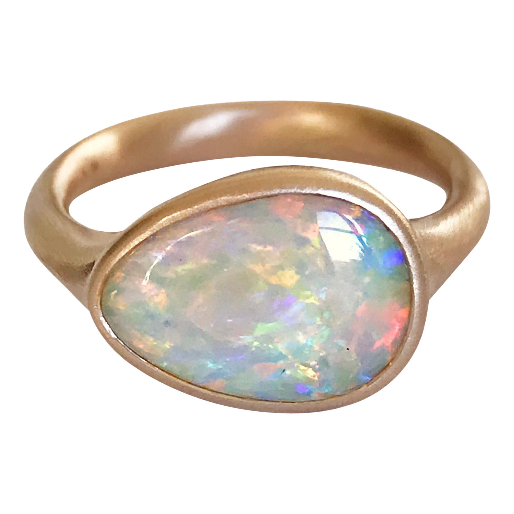 Dalben Lightning Ridge Ring aus Roségold mit australischem Kristall-Opal im Angebot