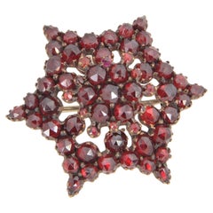 Antique Victorian Garnet Star Brooch