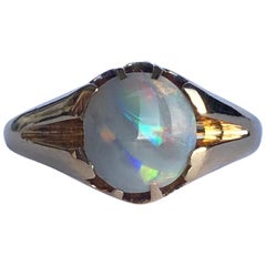 Antique Black Opal and 18 Carat Gold Ring Antique Black Opal and 18 Carat Gold Ring