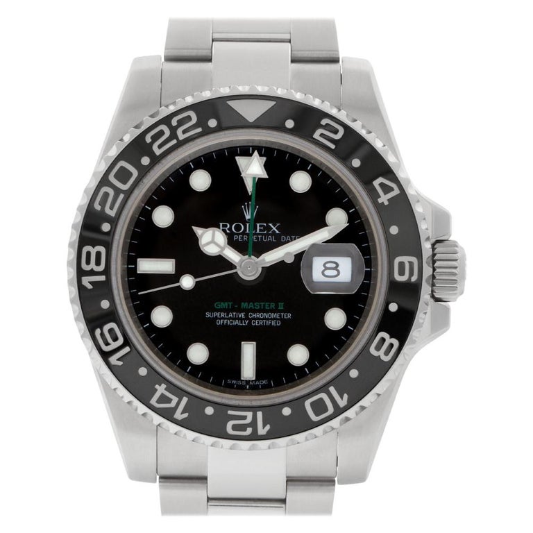 Rolex Gmt Master Ii ln Stainless Steel Black Dial Automatic Watch For Sale At 1stdibs