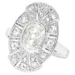 Antiker Cocktailring mit 1,79 Karat Diamant und Weißgold, um 1930