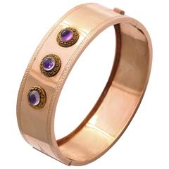 Amethyst Gold Bangle Bracelet 9