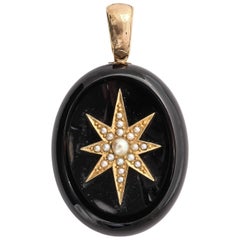 Viktorianische Jet Starburst Medaillon