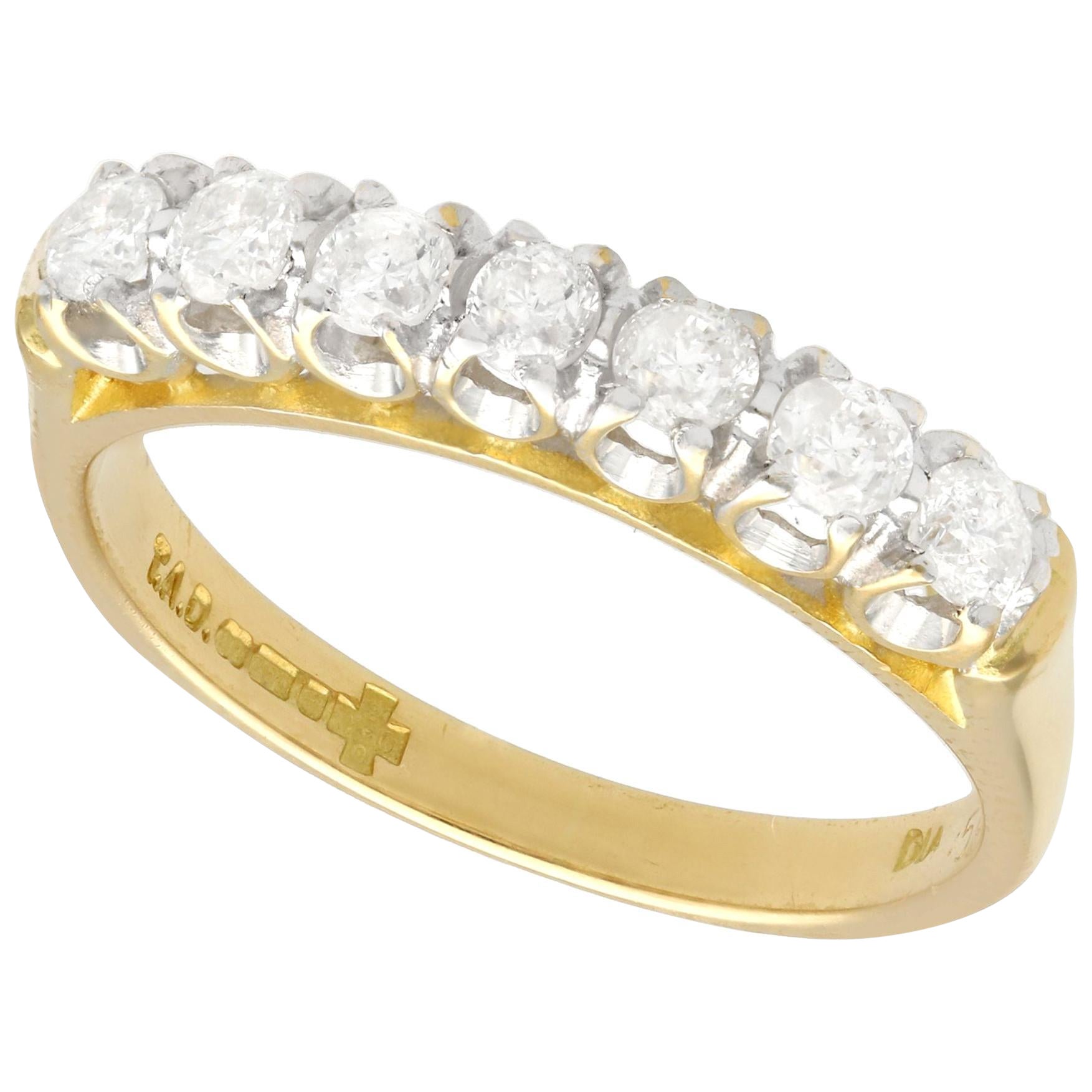 Diamond and Yellow Gold Half Eternity Engagement Ring For Sale
