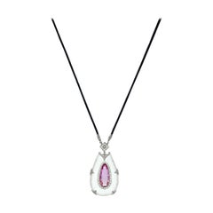 Antique Beautiful, Rare Rock Crystal Diamonds Pink Topaz Pendant Made in 1910 French