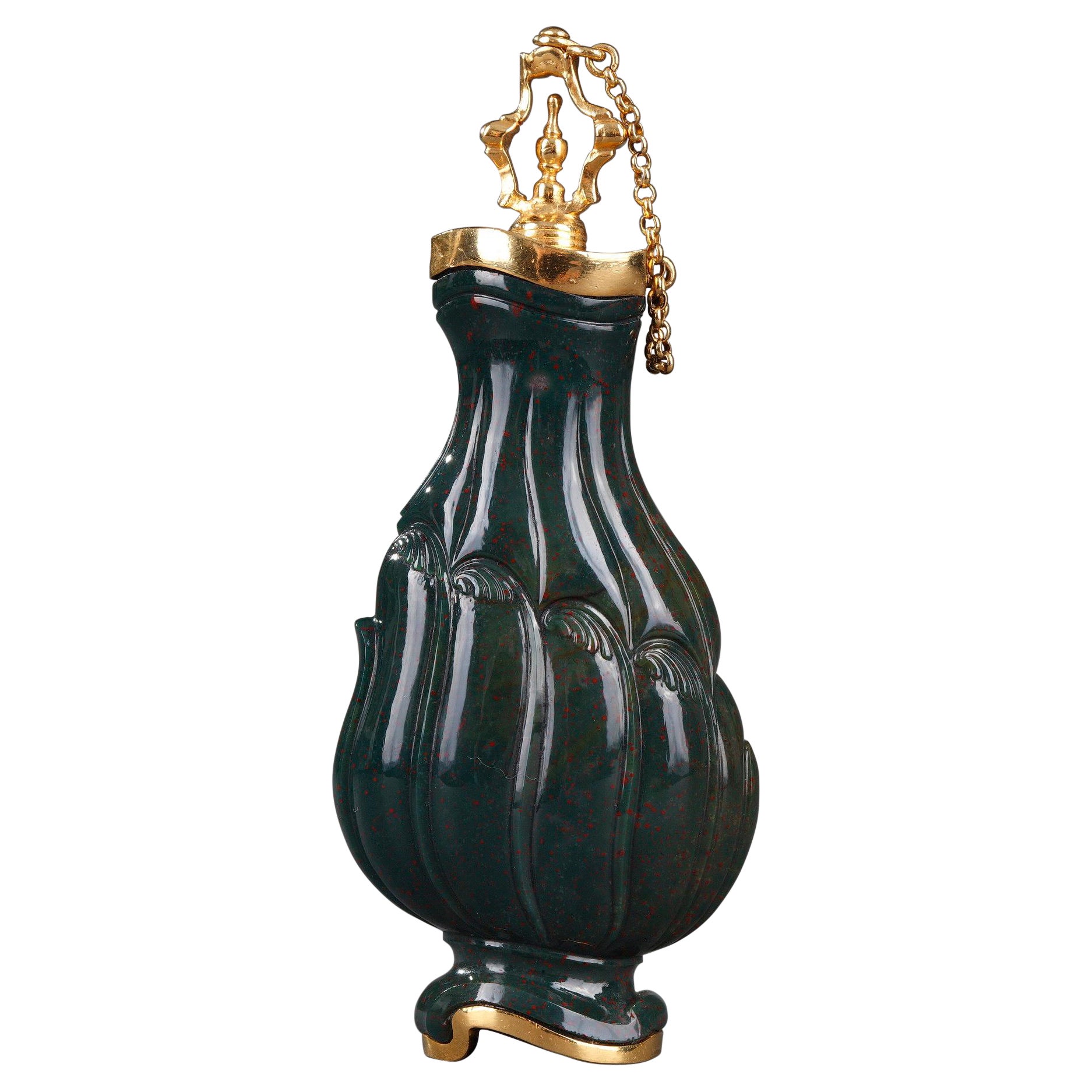 Jaspis und Gold Flask 18. Jahrhundert. Handwerkskunst des 19. Jahrhunderts