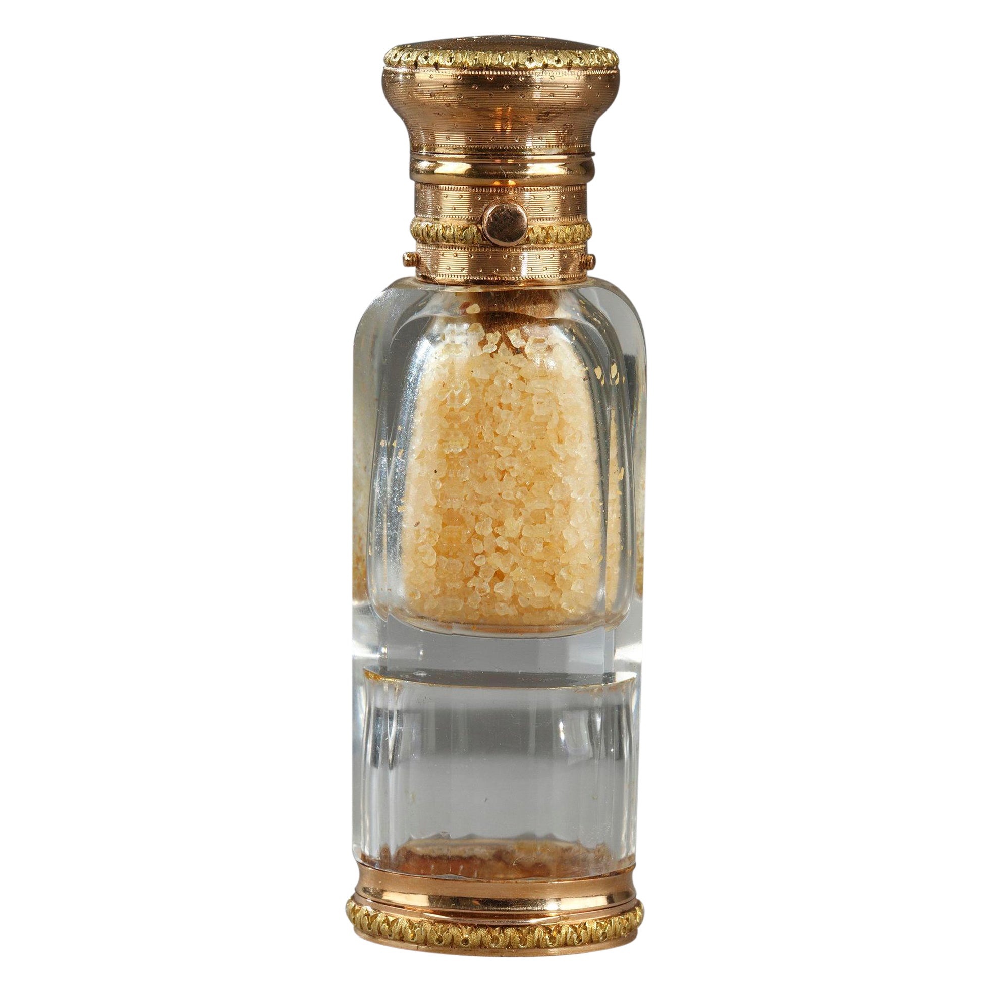 Bouteille à parfum victorienne en cristal à double extrémité en or en vente