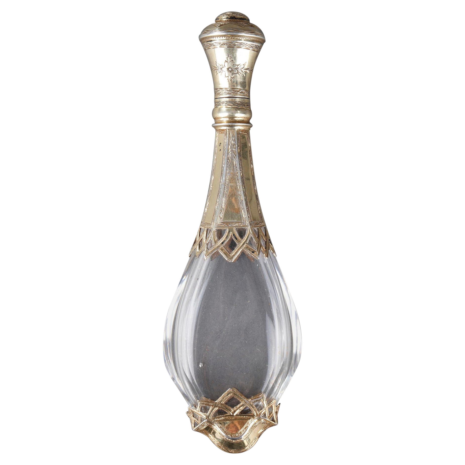 Silbermontierte Glas-Duftflasche aus der Mitte des 19. Jahrhunderts