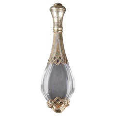 Antique Mid-19th Century Silver Mounted Glass Scent Bottle