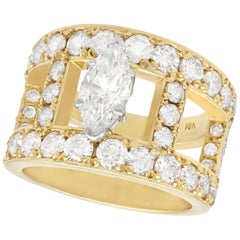 Bague cocktail en or jaune et diamants de 3,93 carats