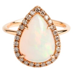 Pear and Opal Diamond Dress Ring, 18 Carat Rose Gold, Hallmarked London