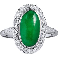Art Deco GIA Certified Jadeite Ring