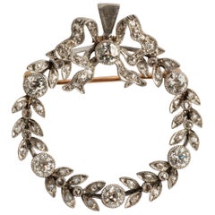 Raro Broche o Collar Antiguo de Corona Convertible, con Diamantes de 2,7 Quilates