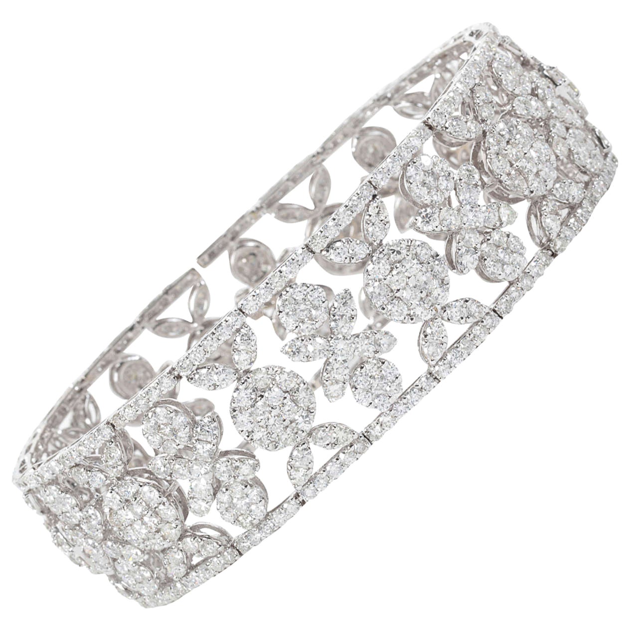 Wide Diamond Plaque Strap Bracelet For Sale at 1stDibs