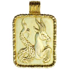 Vintage Fred Paris Gold Capricorn Pendant