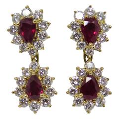 Ruby Diamond Gold Drop Earrings 10
