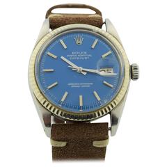 Rolex White Gold Stainless Steel Datejust Calendar Automatic Wristwatch Ref 1601