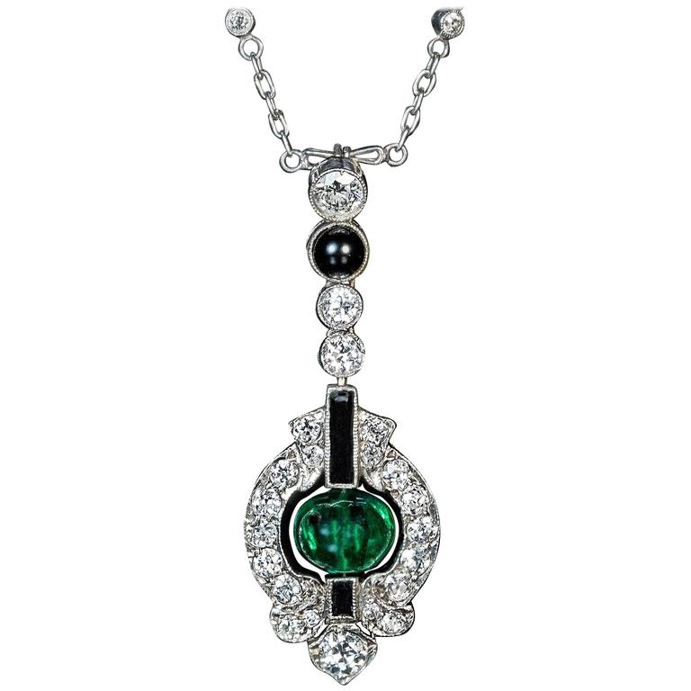 onyx and diamond pendant
