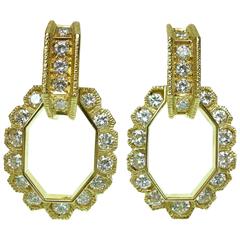 1960s French 3.50 Carats Diamonds Gold Earrings