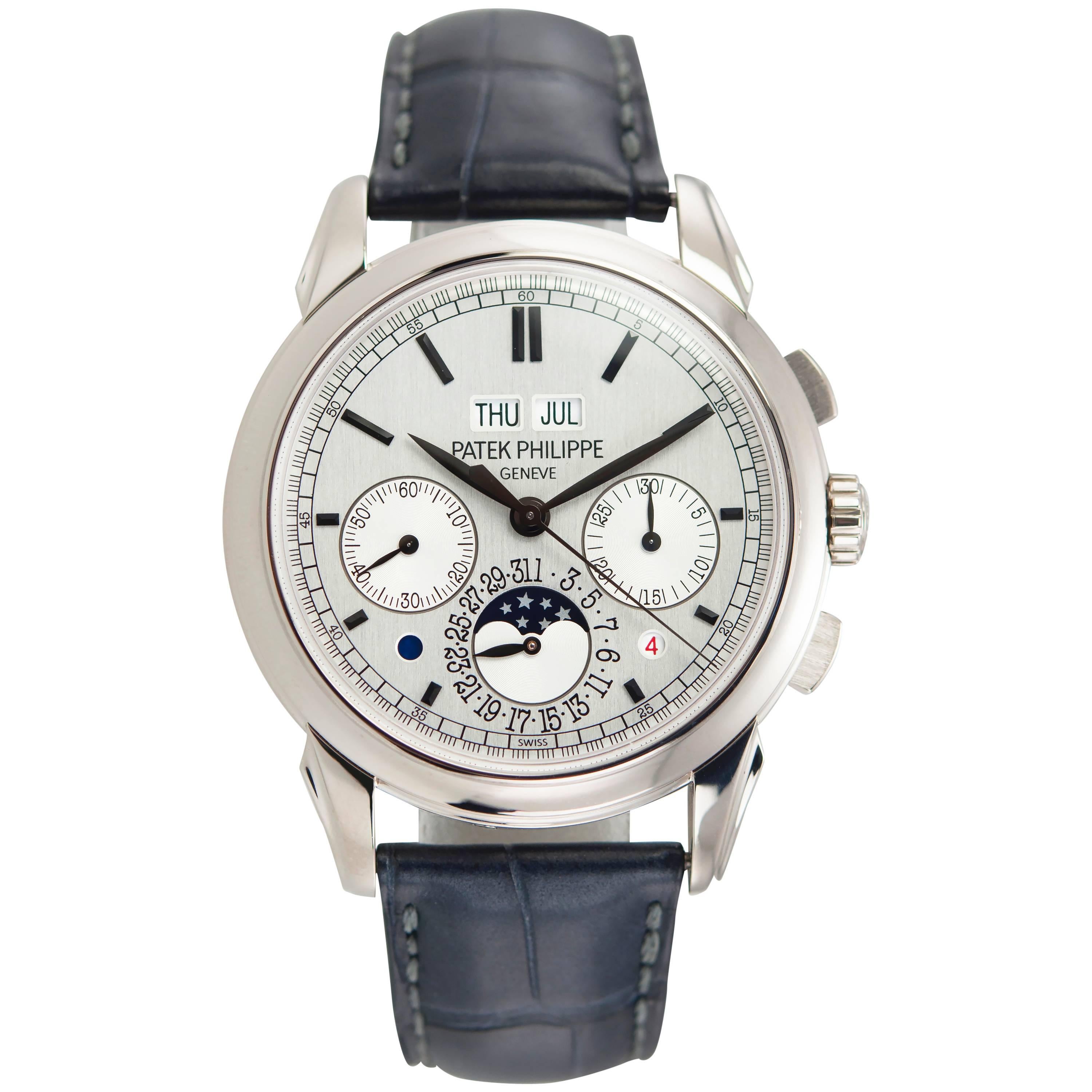 Patek Philippe White Gold Perpetual Calendar Chronograph Wristwatch